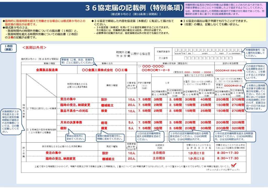 時間外労働、休日労働に関する協定届